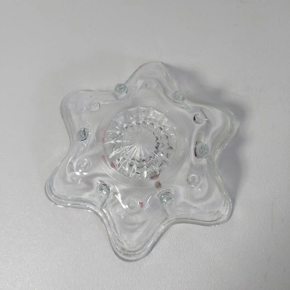Vintage Anchor Hocking 6 Point‎ Shape Clear Glass Candlestick Holder